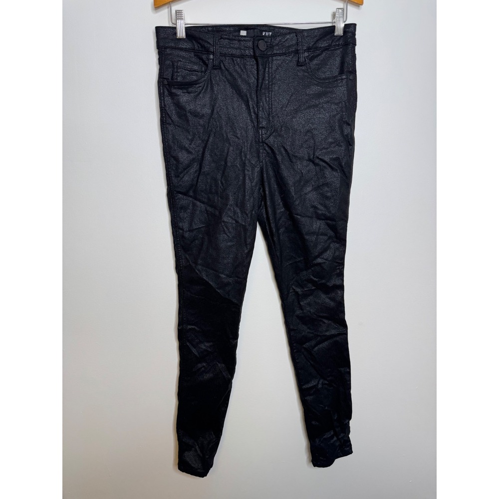 KUT from the Kloth Mia Toothpick Skinny Women 10 Black Excellent Coated Metallic